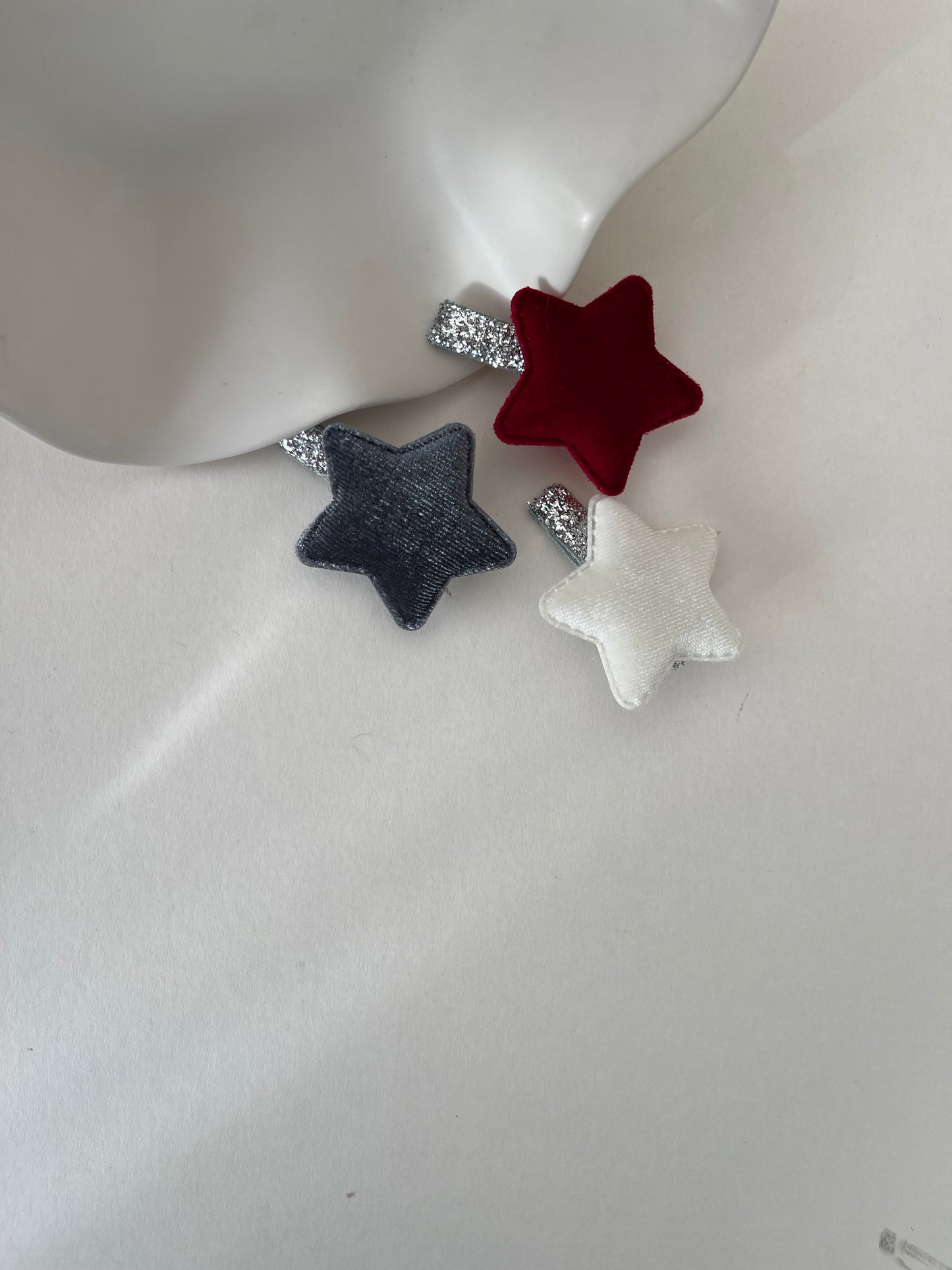 Velvet Star Clip - Set of 3