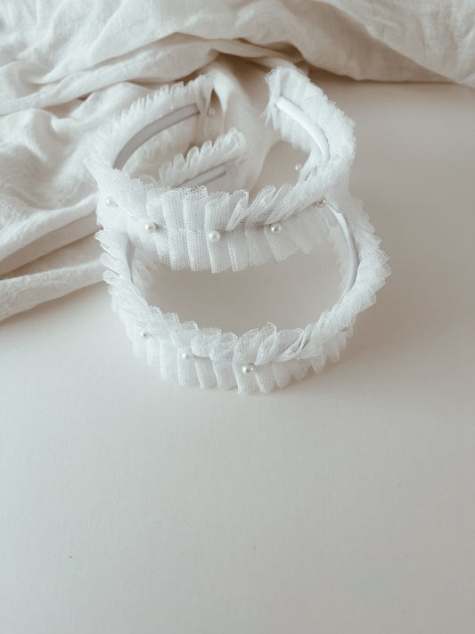 Ruffle Hairband - White