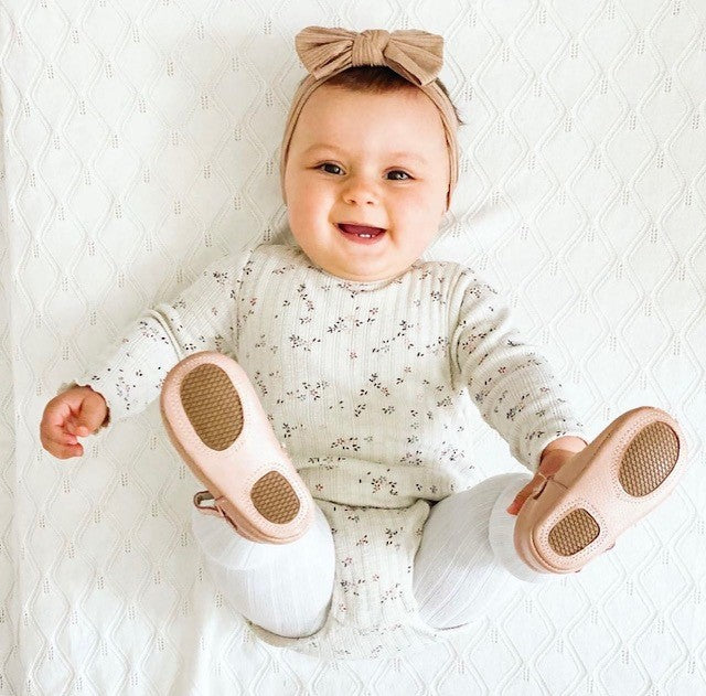 Genuine leather baby shoes - Blush