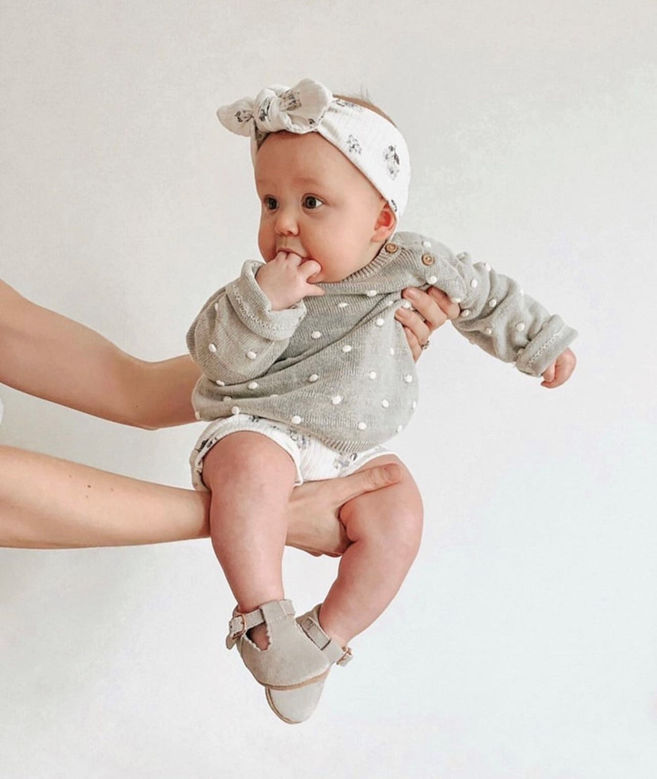 Genuine suede baby shoes -  Grey