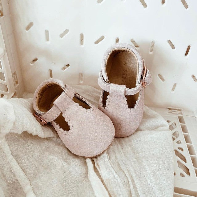 Genuine suede baby shoes - Blush