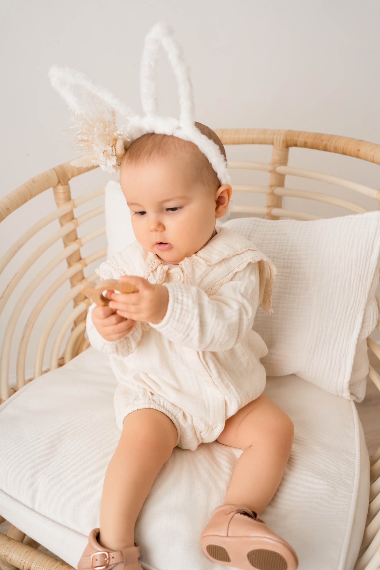 Genuine leather baby shoes - Blush